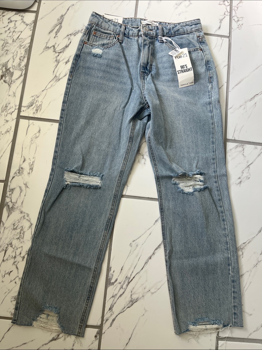 Rue21 Distressed Light Blue 90s Straight Jeans